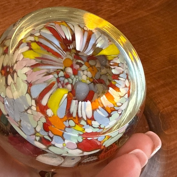 Vintage Murano Italy Millefiori Close MCM Paperweight 3” - Picture 5 of 13